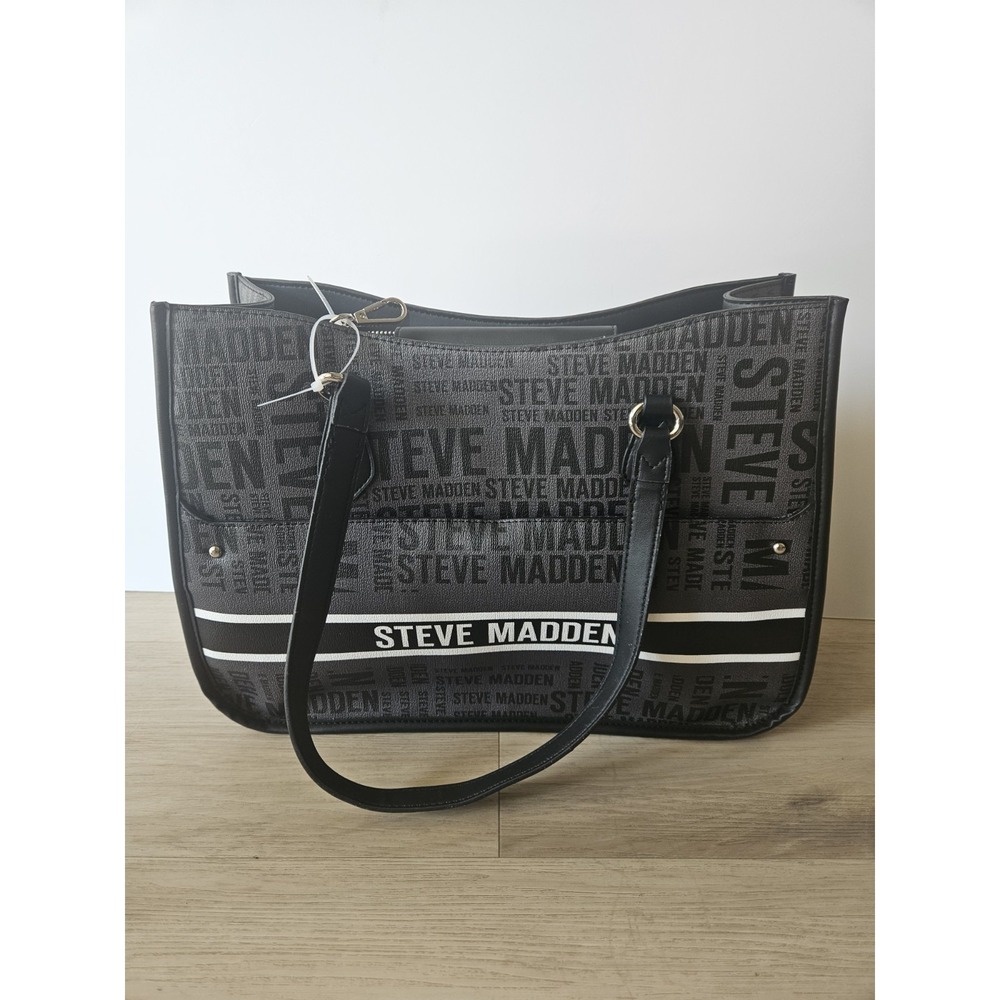 New Steve Madden BPierce 3pc Logo Tote Set with Crossbody and Wallet Bag Purse